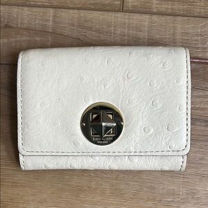 Kate Spade Ostrich Embossed Small Leather Card/ID/Keychain Wallet w/  Turn Lock